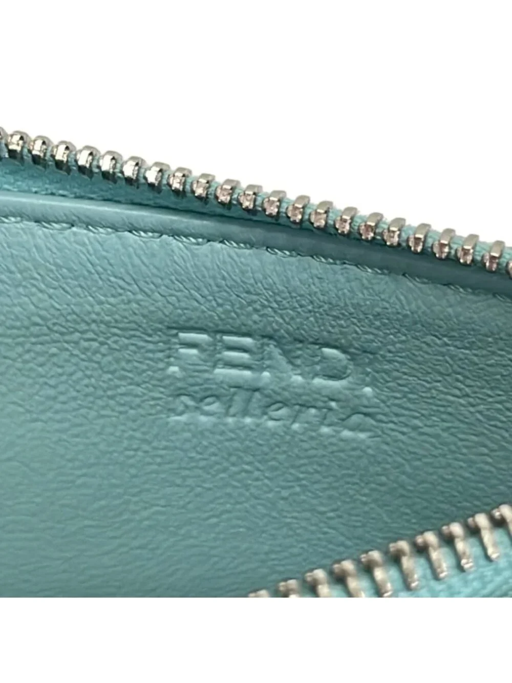 Fendi Card Case Selleria Light Blue Coin with Leather